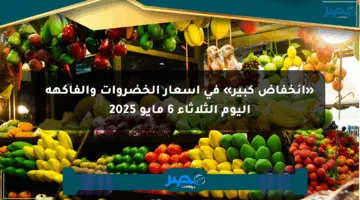 «انخفاض كبير» في أسعار الخضروات والفاكهة اليوم الثلاثاء 6 مايو 2025